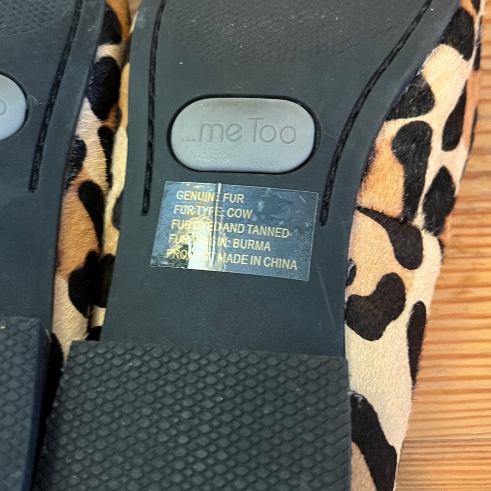Me Too Genuine Cow Fur Leopard Flats Sz 8 NWOB - Picture 8 of 9
